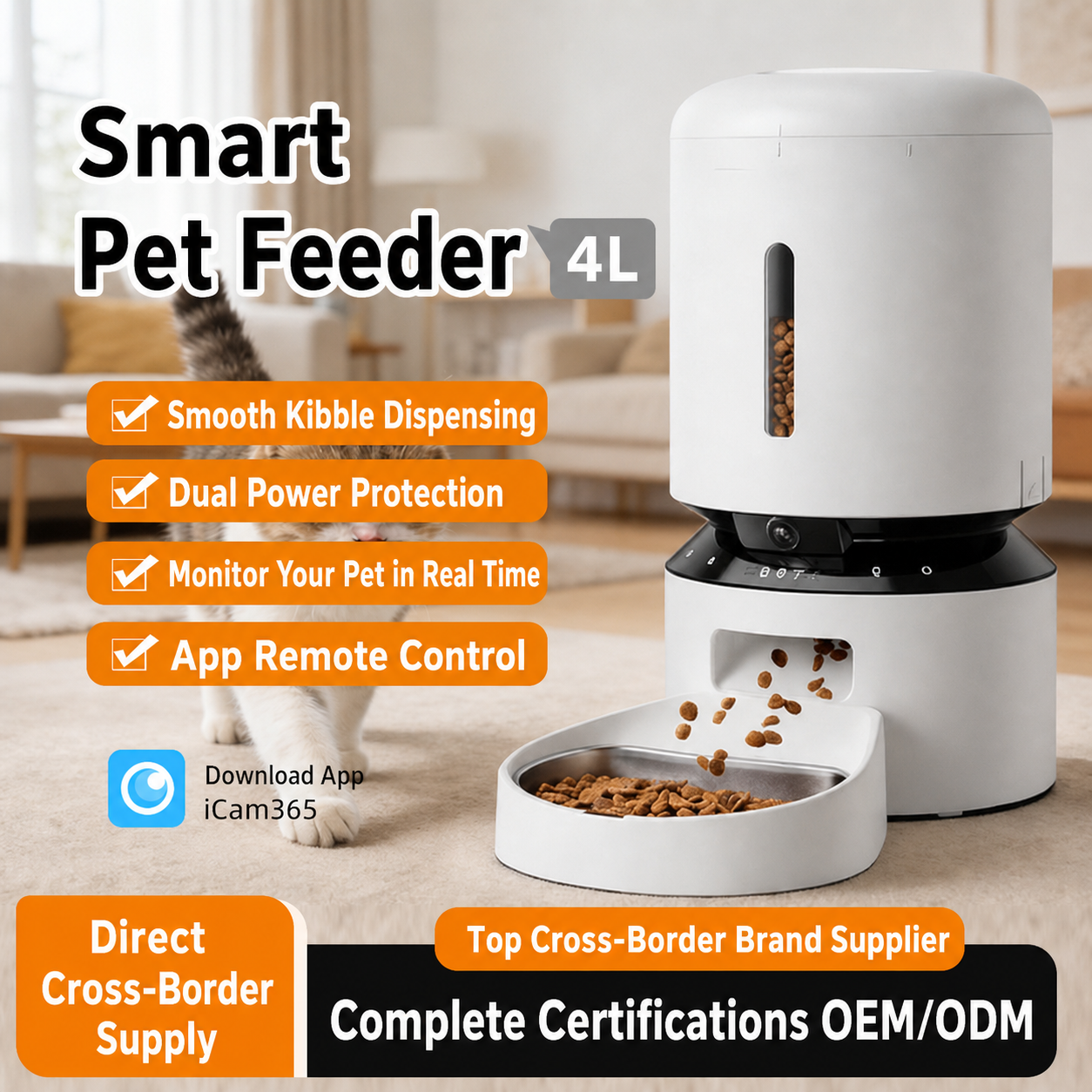 Smart Pet Feeder with Camera 4L WiFi APP Remote Control