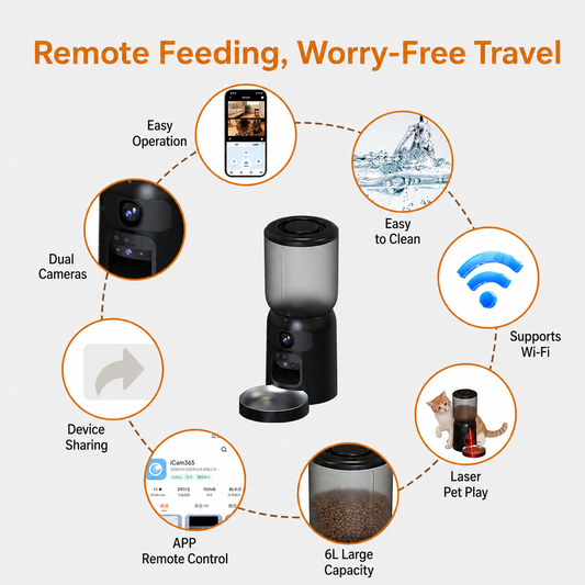 Smart Pet Feeder with Camera 6.5L APP Remote Feeding