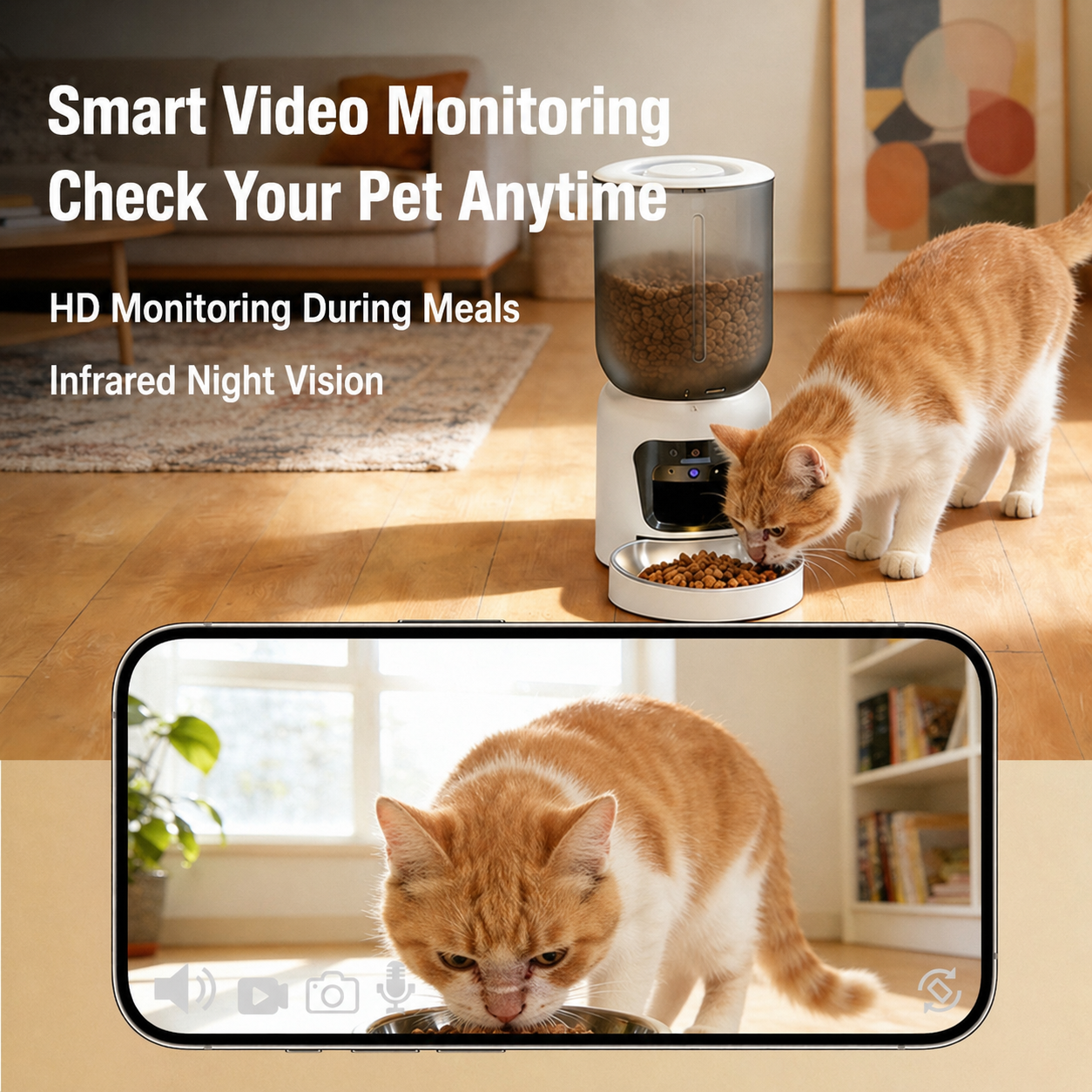 Smart Pet Feeder with Camera 6.5L APP Remote Feeding